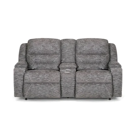 Casual Triple Power Reclining Console Loveseat with Wireless Charging