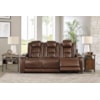 Signature Design The Man-Den Power Reclining Sofa with Adj Headrests