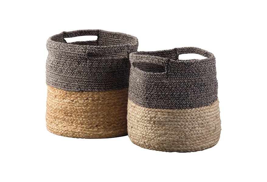 Accents Parrish Natural/Black Basket Set by Signature Design by Ashley at Rune's Furniture