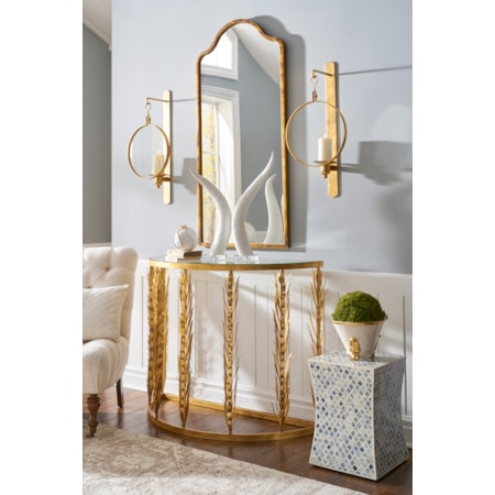 Scalloped Top Mirror - Gold