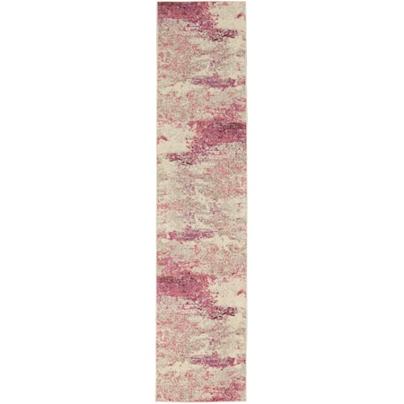2'2" x 12' Ivory/Pink Runner Rug