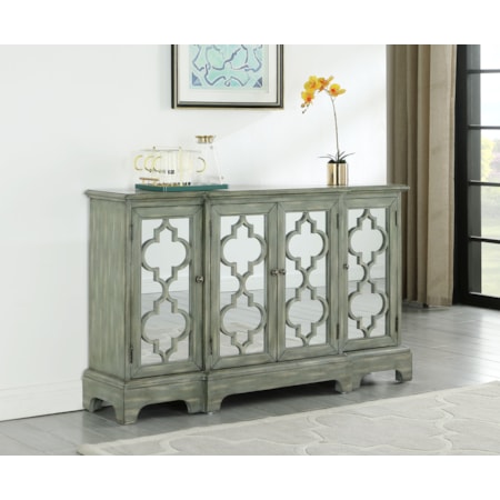 Wood Trellis Storage Accent Cabinet