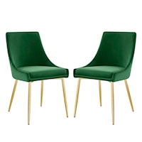 Performance Velvet Dining Chairs - Gold/Green - Set of 2