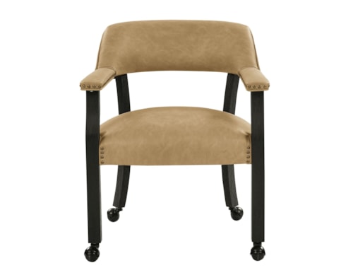 Transitional Dining Game Chair with Nailhead Trim and Casters