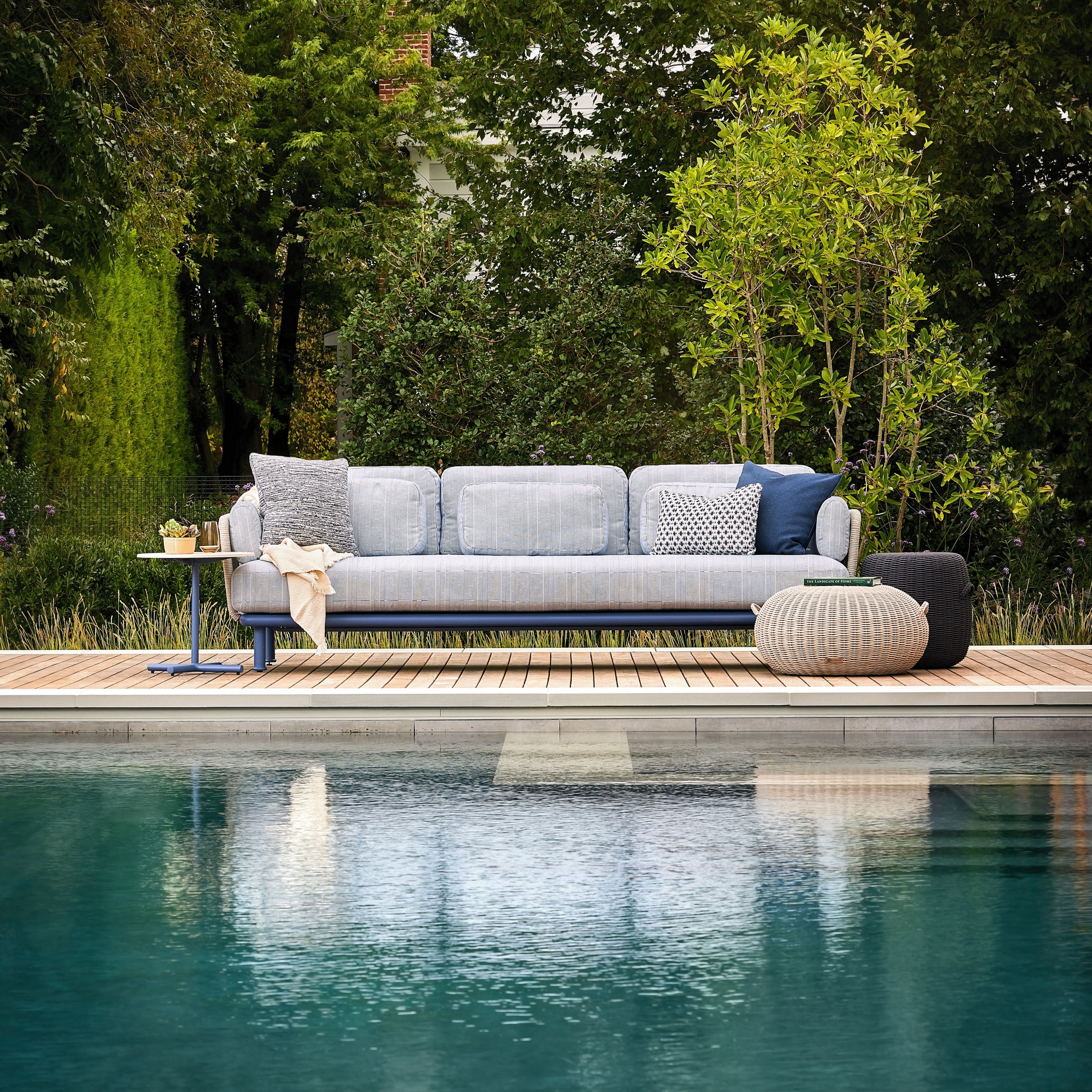 Cushioned Rope-Panel Sofa