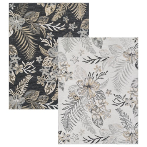 Dahlia 1408 Ivory/Brown Tropical Bouquets Machine Woven Performance Area Rug