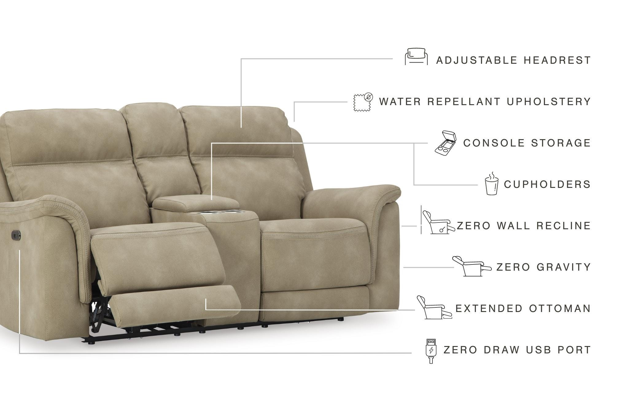Signature Design by Ashley Next-Gen DuraPella Pwr Rec Loveseat/con/adj Hdrst