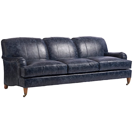 Sydney Leather Sofa With Pewter Caster