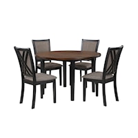 Transitional 5-Piece Round Dining Set with Two Tone Finish
