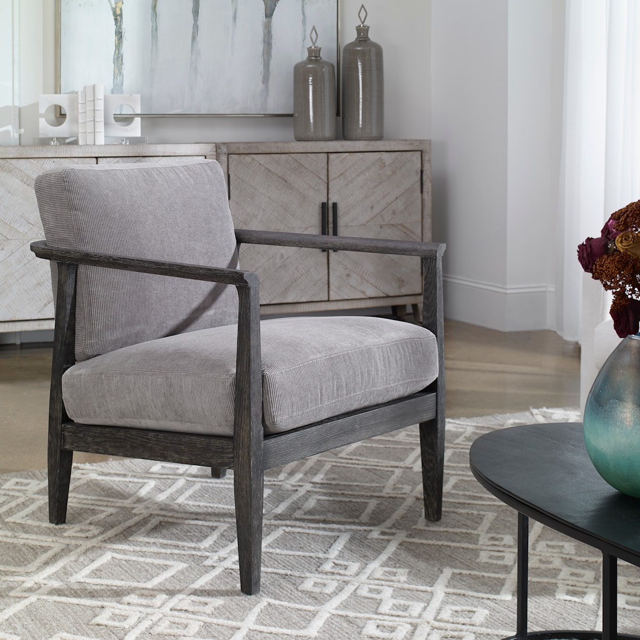 Uttermost Brunei Accent Chair with Upholstered Cushion