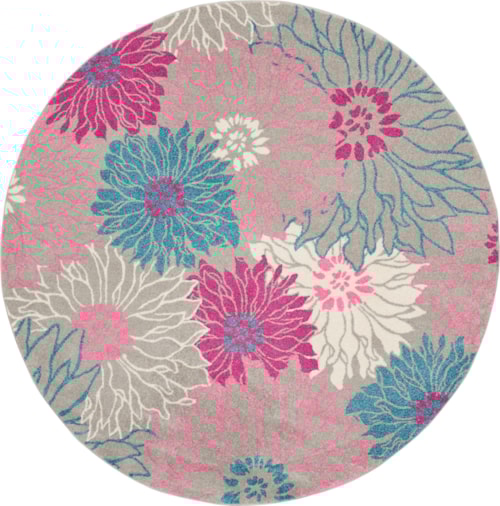 8' Round Grey Round Rug