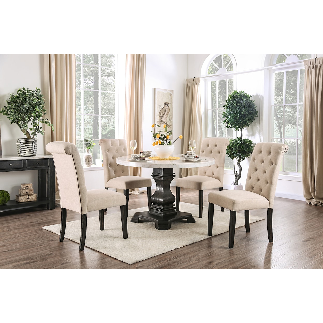 FUSA Elfredo 5 Pc. Round Dining Table Set