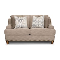 Casual Stationary Loveseat with Nail-Head Trim