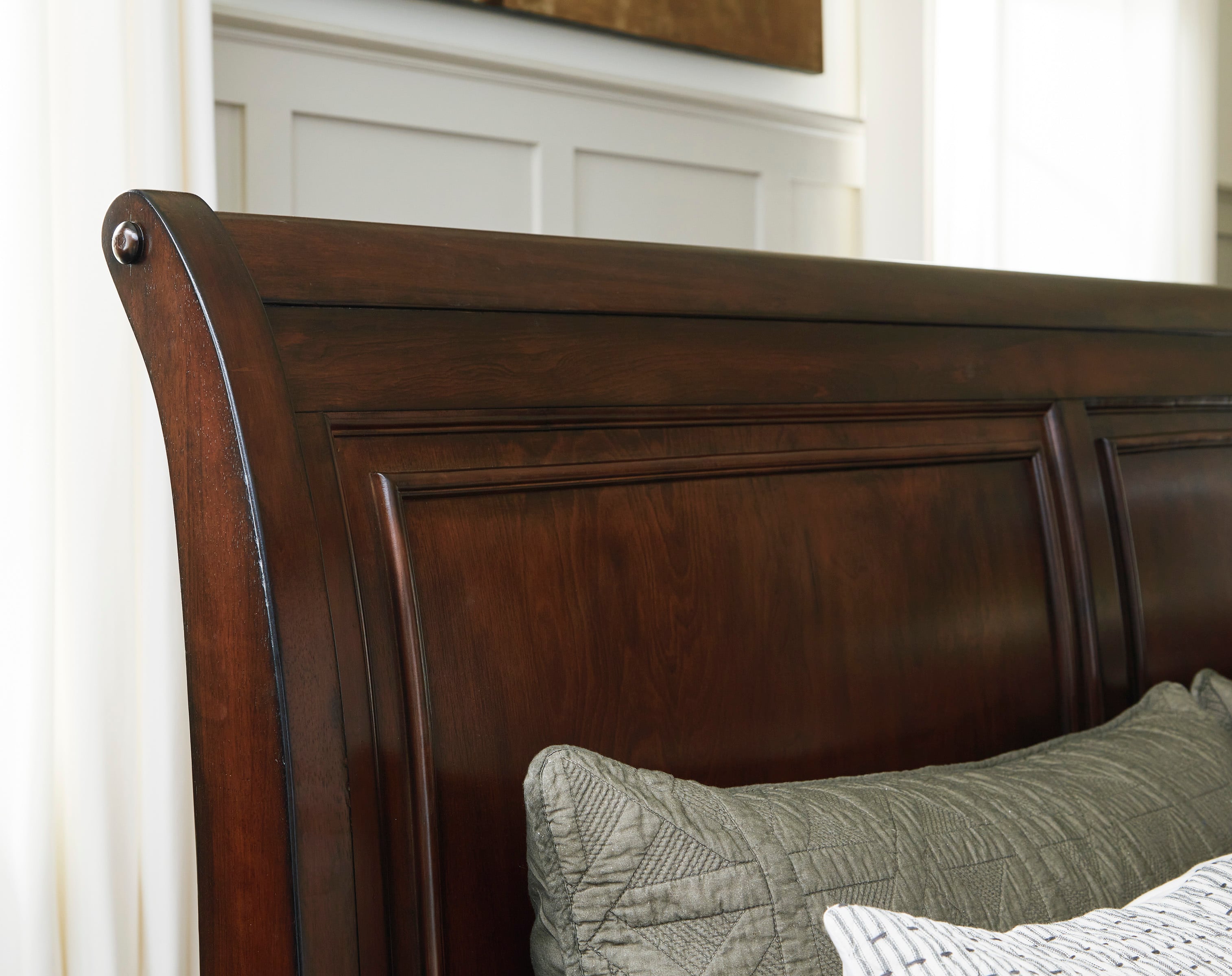 Brookbauer California King Sleigh Bed with Low Profile Footboard Furniture and More Bed Sleigh