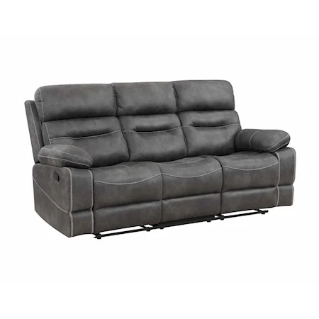 Casual Manual Reclining Sofa with Pillow Arms - Gray