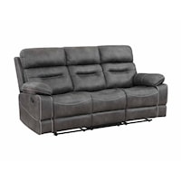Casual Manual Reclining Sofa with Pillow Arms - Gray