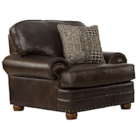 Traditional Cocoa Accent Chair with Nailhead Trim