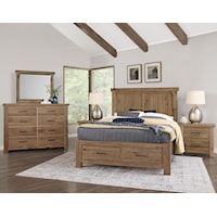 Transitional Rustic 5-Piece King Dovetail Storage Bedroom Set