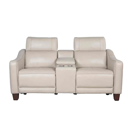 Transitional Dual-Power Loveseat with Cup Holders 