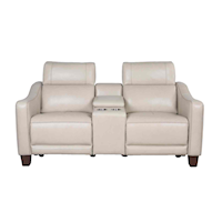 Transitional Dual-Power Loveseat with Cup Holders