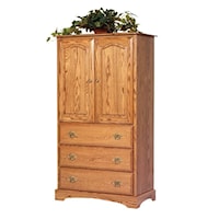 Transitional 3-Drawer Bedroom Armoire with Concealed Storage