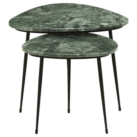 2-piece Triangular Marble Top Nesting Table