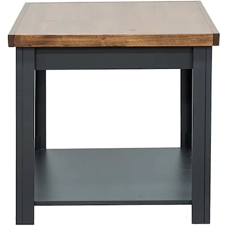 Farmhouse End Table with Lower Display Shelf