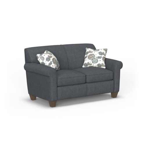 Transitional Loveseat with Tapered Legs
