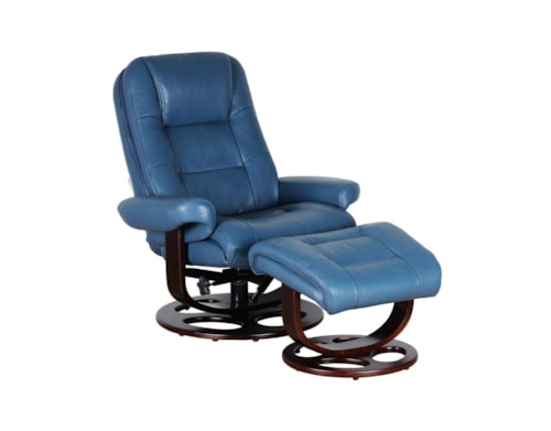 Casual Swivel Recliner and Ottoman Set with Wood Base