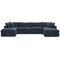 Down Filled Overstuffed 6 Piece Sectional Sofa Set