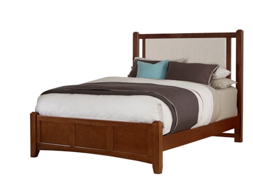 Transitional Upholstered Queen Bed with Panel Footboard
