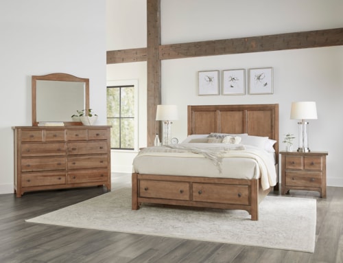 Farmhouse 4-Piece King Panel Bedroom Set with Footboard Storage