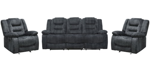 Casual Manual Reclining Sofa and Two Recliners Set