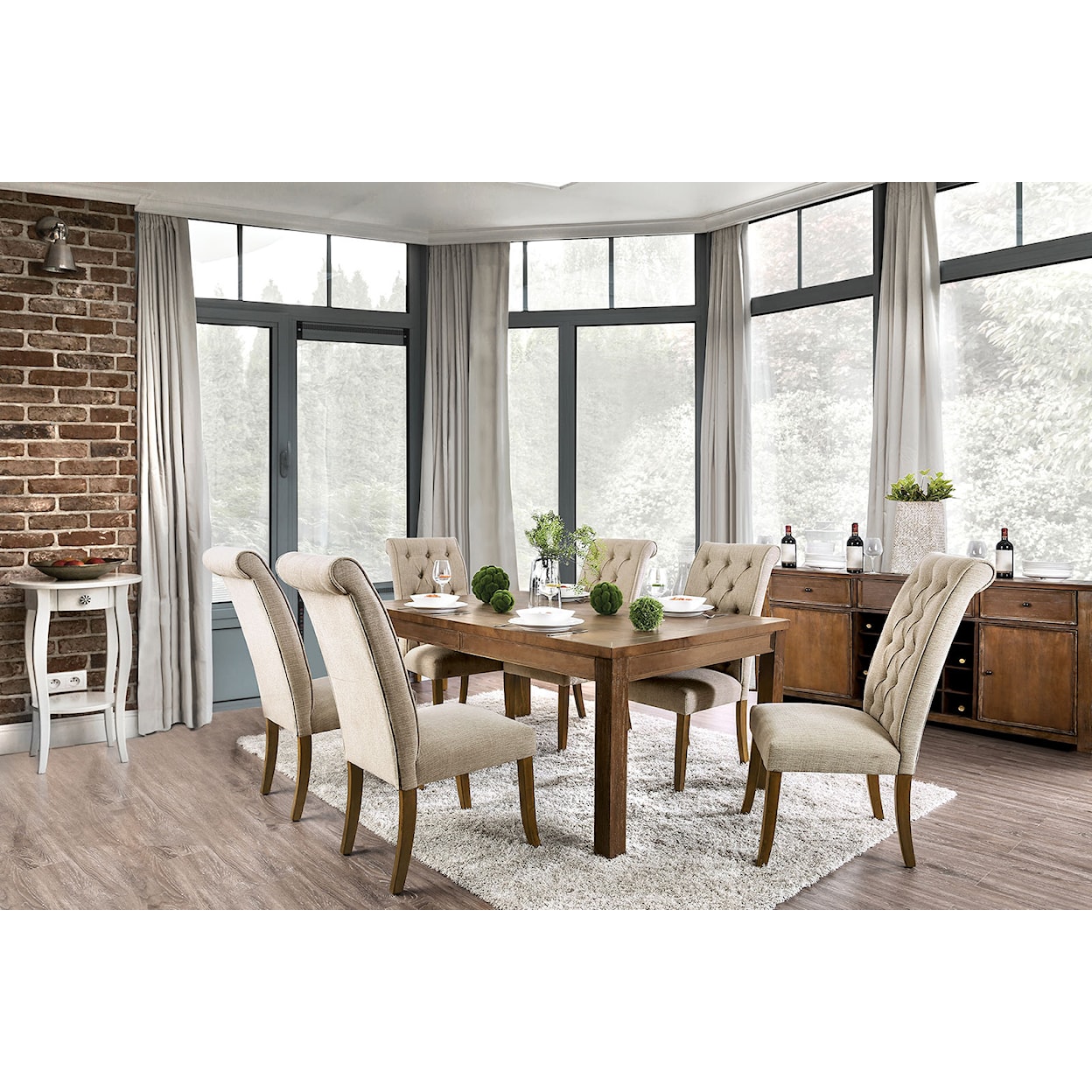 Furniture of America - FOA Sania 7-Piece Dining Table Set