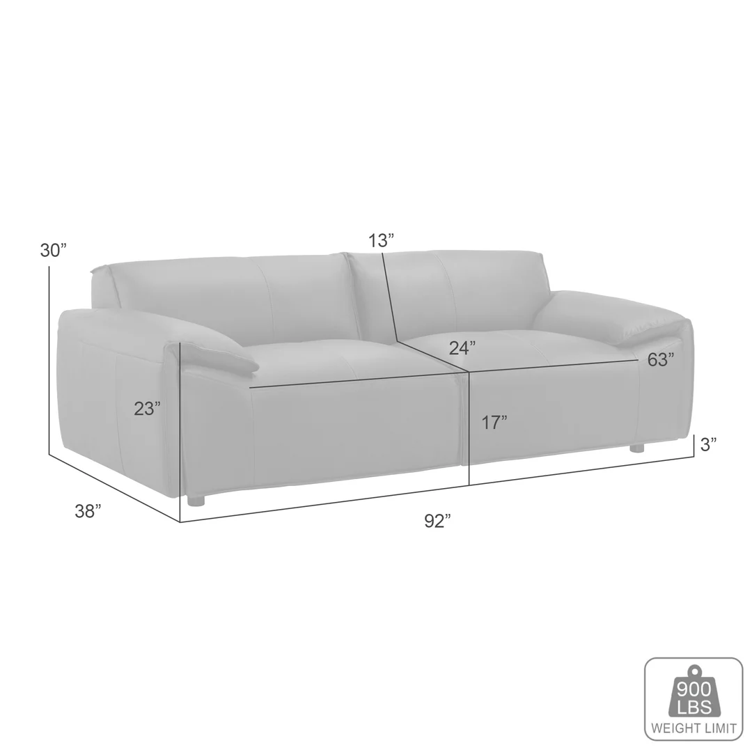 Leather Squared Pillow-Arm Sofa
