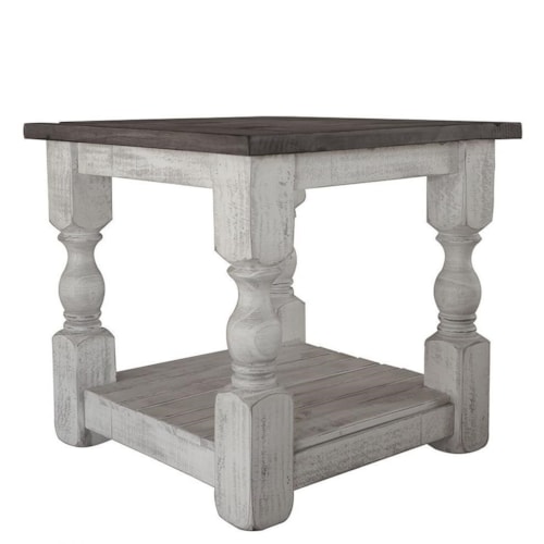 Farmhouse End Table with Slatted Shelf