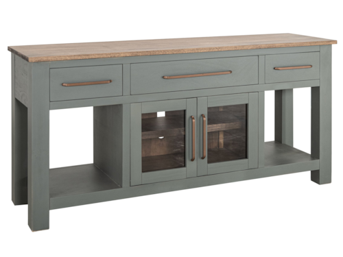 Farmhouse 3-Drawer Console Table with Glass Doors