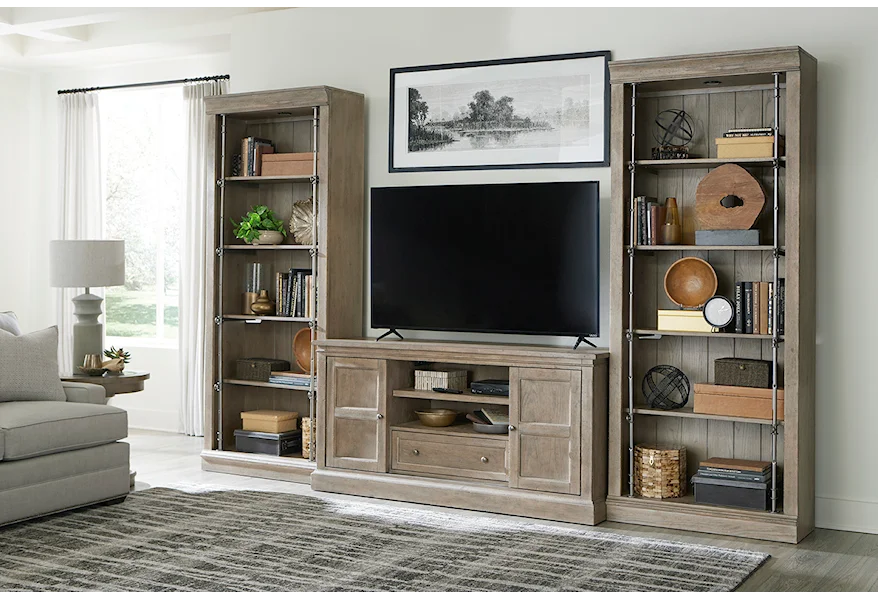 Donelson Media Console and Bookcases by Hammary at Wayside Furniture & Mattress