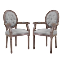 Vintage French Upholstered Fabric Dining Armchair Set of 2