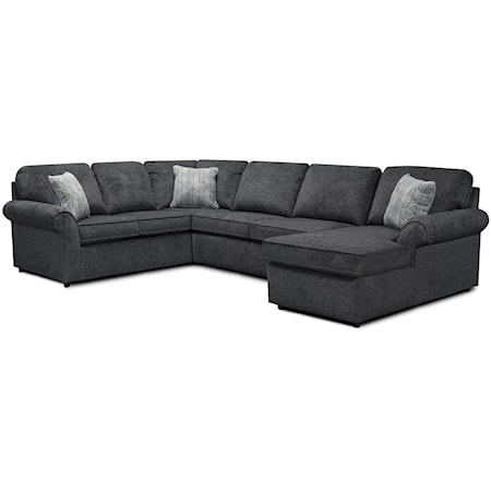 Casual 3-Piece Chaise Sectional Sofa with Rolled Arms