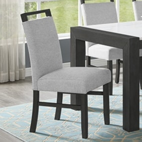 Transitional Upholstered Dining Side Chair with Solid Wood Legs