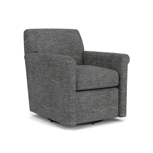 Transitional Swivel Chair with Petite Rolled Arms