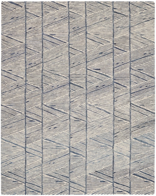 8'3" x 11'6" White Blue Rectangle Rug
