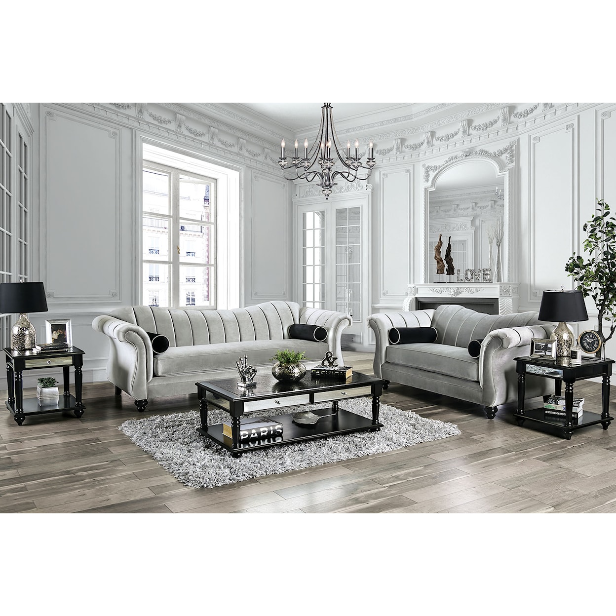 Furniture of America Marvin Sofa and Loveseat Set