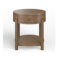 Transitional 1-Drawer Round End Table