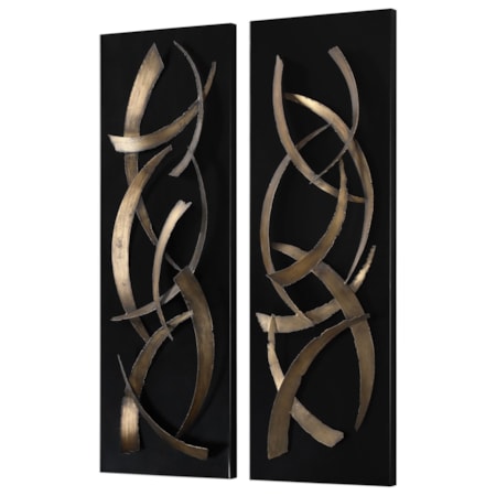 Brushstrokes Metal Wall Art, S/2