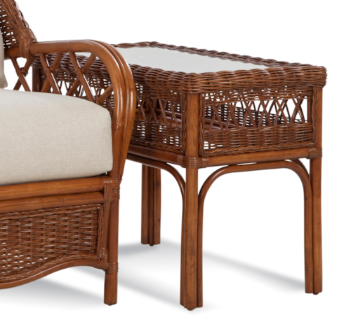 Coastal Chairside Table with Glass Top