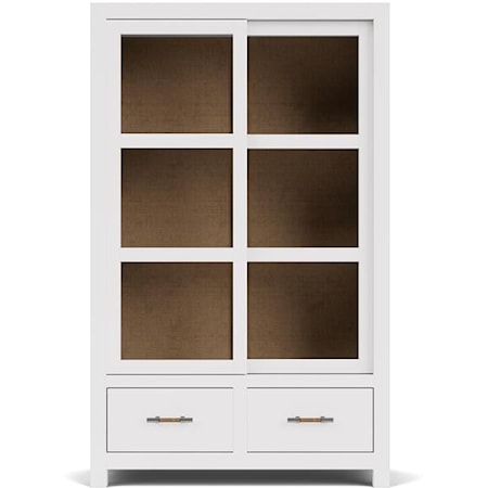 Contemporary 2-Drawer Display Cabinet with 2-Sliding Doors