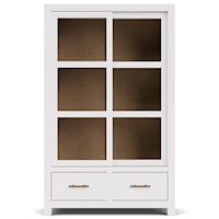 Contemporary 2-Drawer Display Cabinet with 2-Sliding Doors