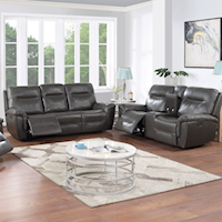 Contemporary 2-Piece Leather Reclining Sofa and Loveseat Set with Power Footrests